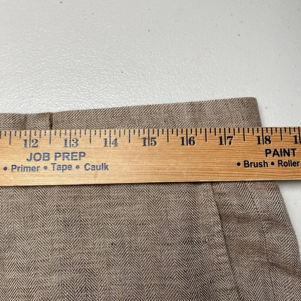 Brooks Brothers Classic Linen Pants Solbiati Nobel (36x32) Brown Herringbone